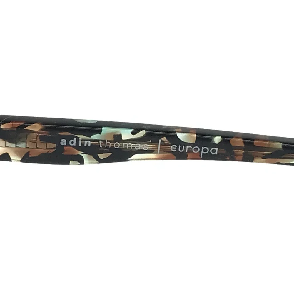Adin Thomas Eyeglasses Frames AT-580 C3 Blue Brown Marble Cat Eye 52-17-140